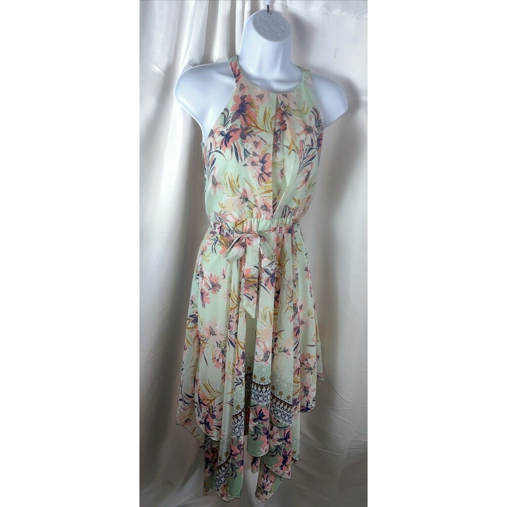 Cheanult Girl Handkerchief Halter Dress Size 14 Floral Print Cottage Bohemian